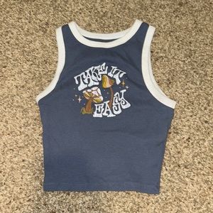 blue cropped tank top